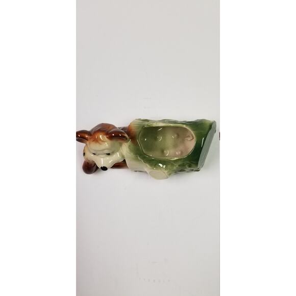 Vintage Bear in Log Succulent Planter, Ceramic Pottery, USA American Bisque - Picture 2 of 6